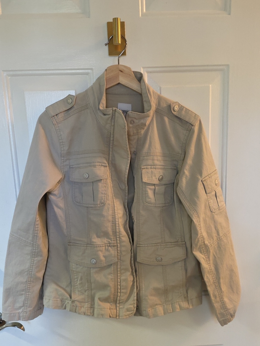 Kensie Women's Beige Utility Jacket with Multiple Pockets